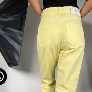 Cropped high-waisted yellow UTERQUE jeans 100% cotton